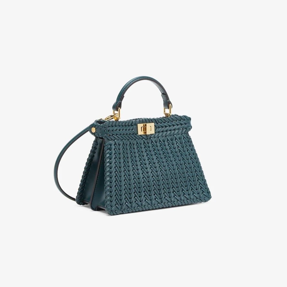 شنطة فندي بيكابو جلد محبوك بتيت - أخضر جنزاري