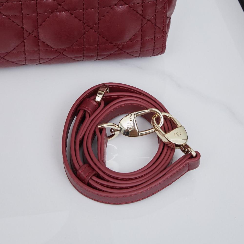 حقيبة ليدي ديور كبيرة 24 سم من كريستيان ديور - برغندي