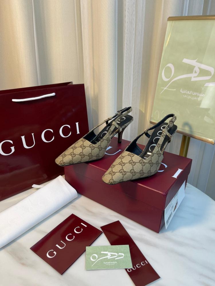 صندل قوتشي جي جي سلينقباك كانفس بكعب 7.5 سم - بيج