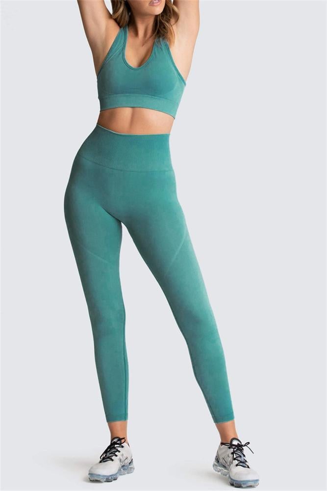 بدلة يوجا ورياضية بلون سادة قطعتين من alo yoga - مجموعة 2