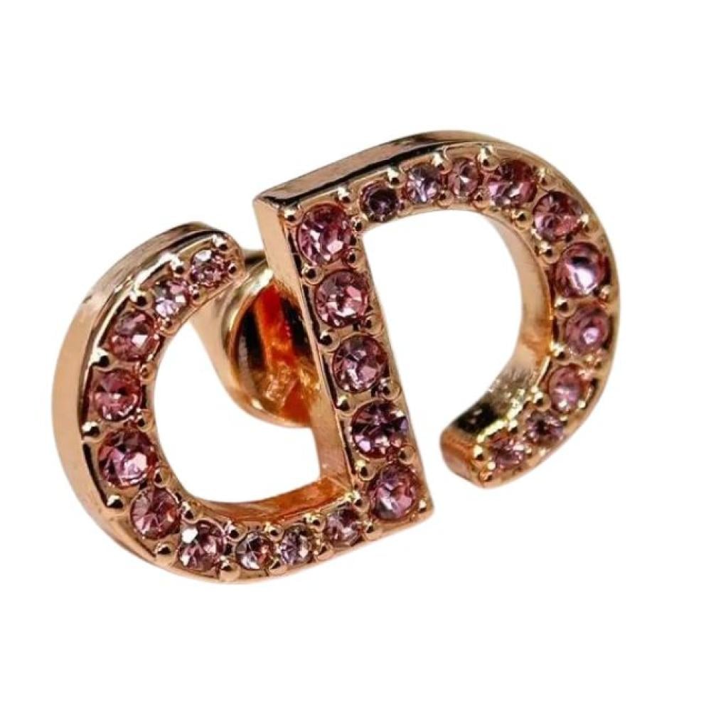 أقراط ديور CD مطلية بالذهب الوردي