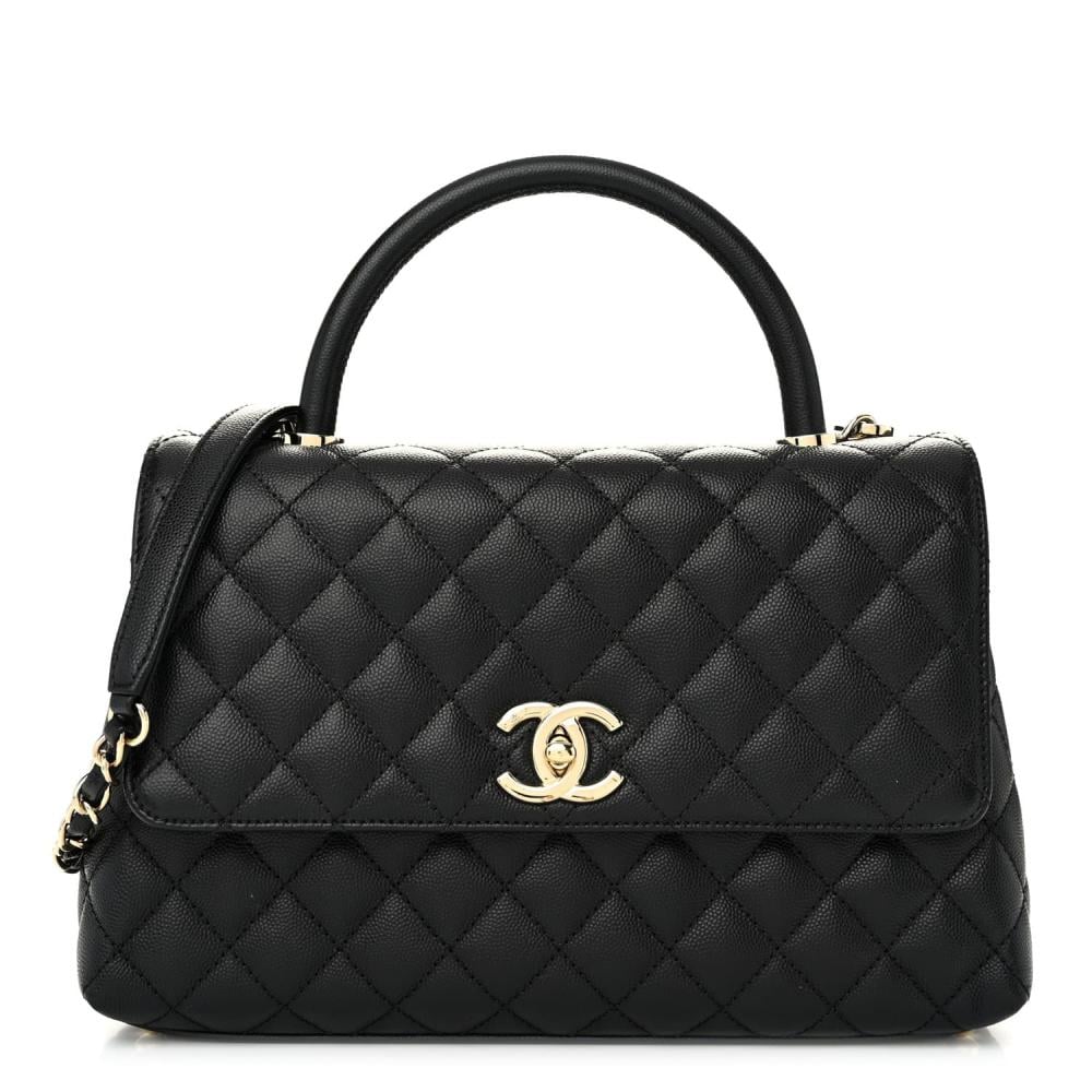 شنطة شانيل كوكو هاندل 29 سم -مقبض  أسود/ عنابي