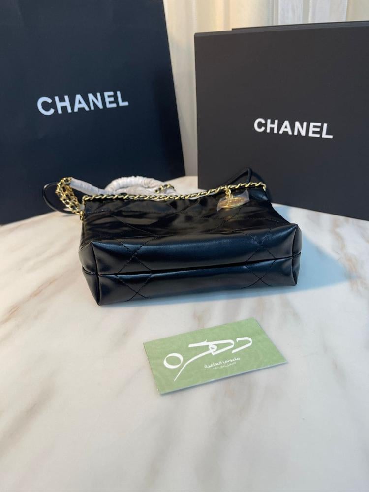 حقيبة شانيل 20 سم ميني بحزام معدني وجلدي