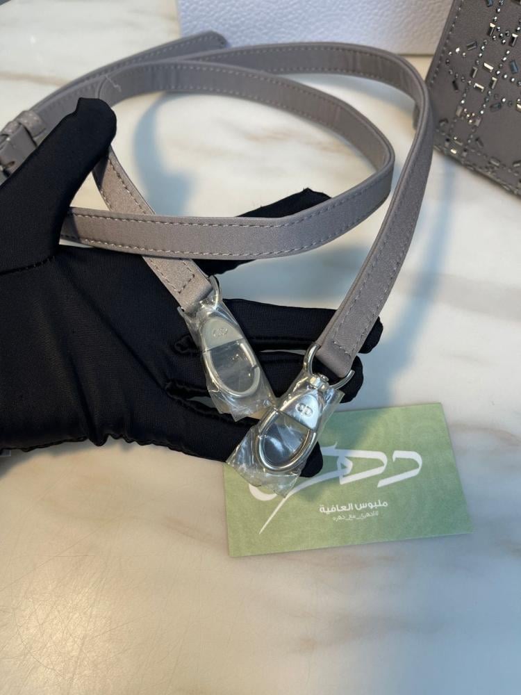 شنطة ديور Mini Lady كرستال - فضي مقاس 17