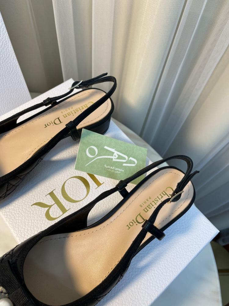 حذاء ديور باليه سلينغ باك بكعب 3.5 سم - أسود