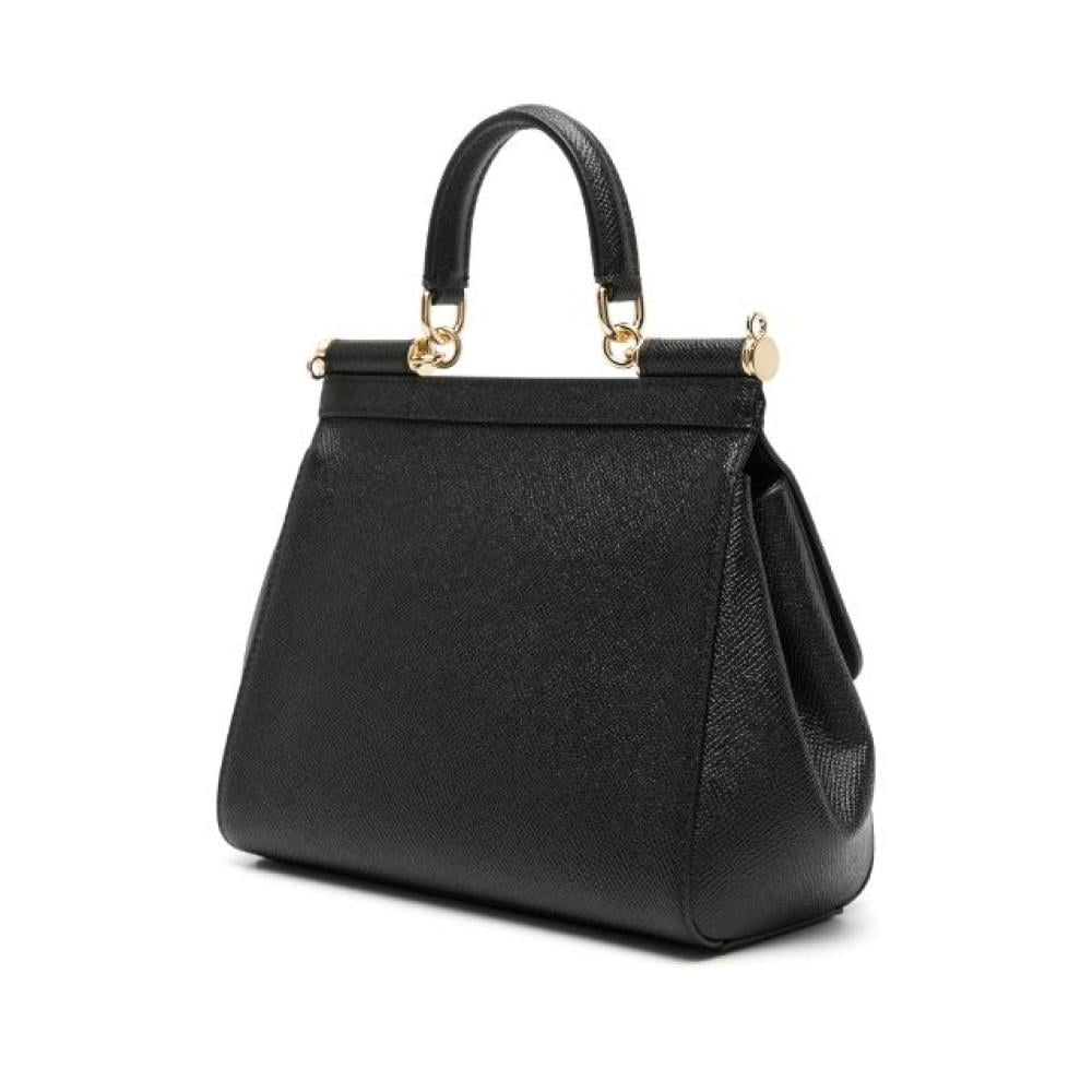 شنطة كتف عملية سيسيلي جلد أسود مقاس 25