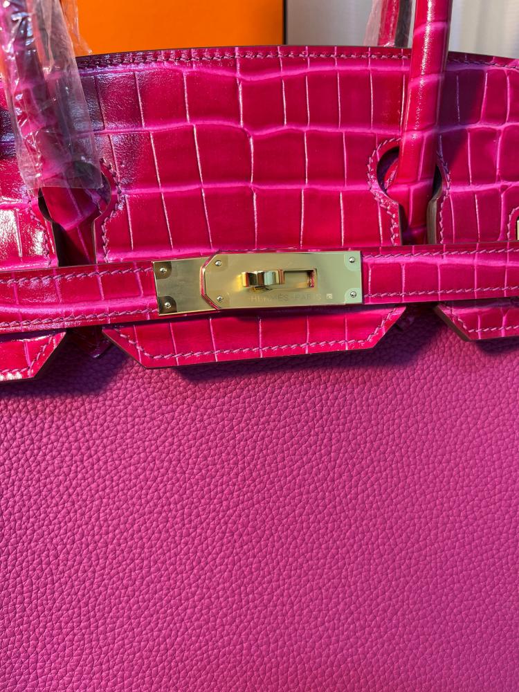 حقيبة بيركين سوبر هيرميس روز تيريين توغو بطبعة جلد تمساح