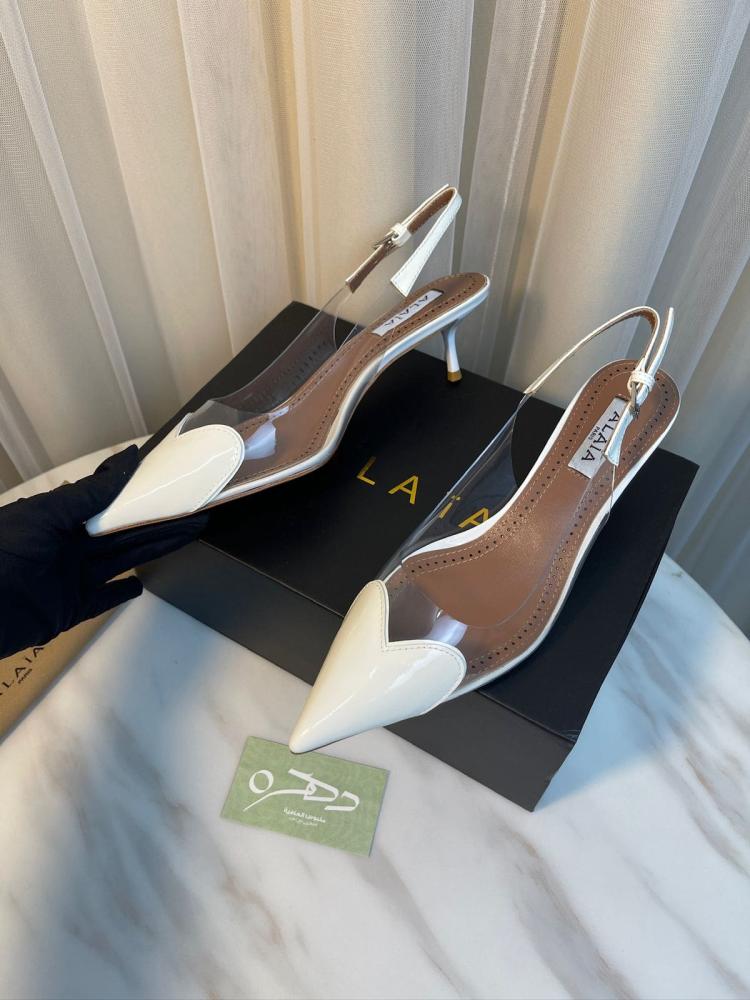 حذاء كعب ذو حزام خلفي من الايا - أبيض