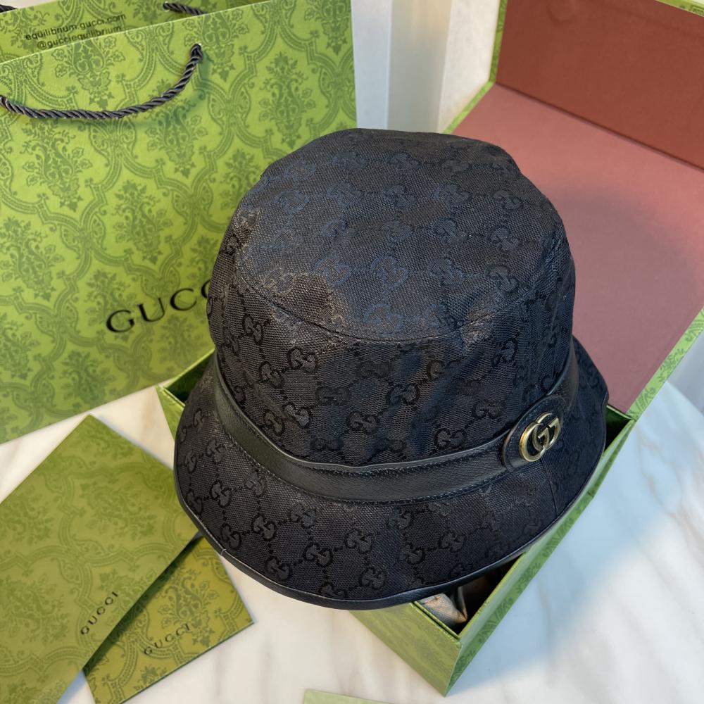 قبعة دلو من القماش بشعار GG مزدوج من قوتشي