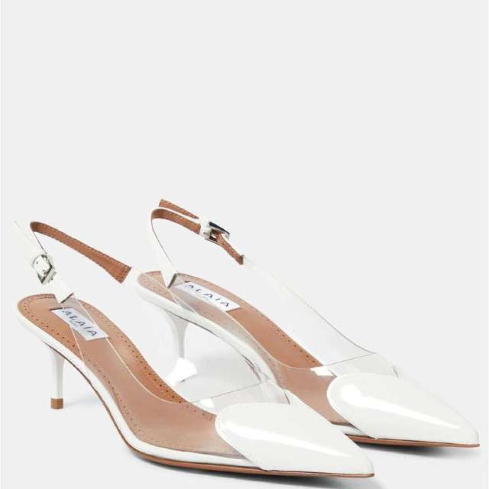 حذاء كعب ذو حزام خلفي من الايا - أبيض