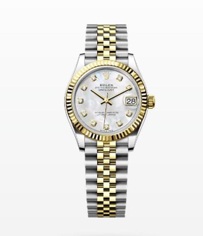 ساعة رولكس ديتجست فاكتوري بسوار فضي وذهبي  - 30 ملم
