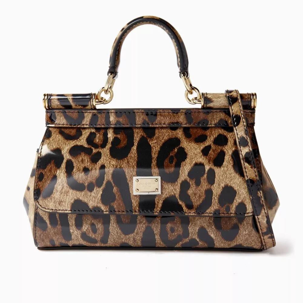 حقيبة دولتشي آند غابانا سيسيلي الصغيرة بنقشة جلد الفهد