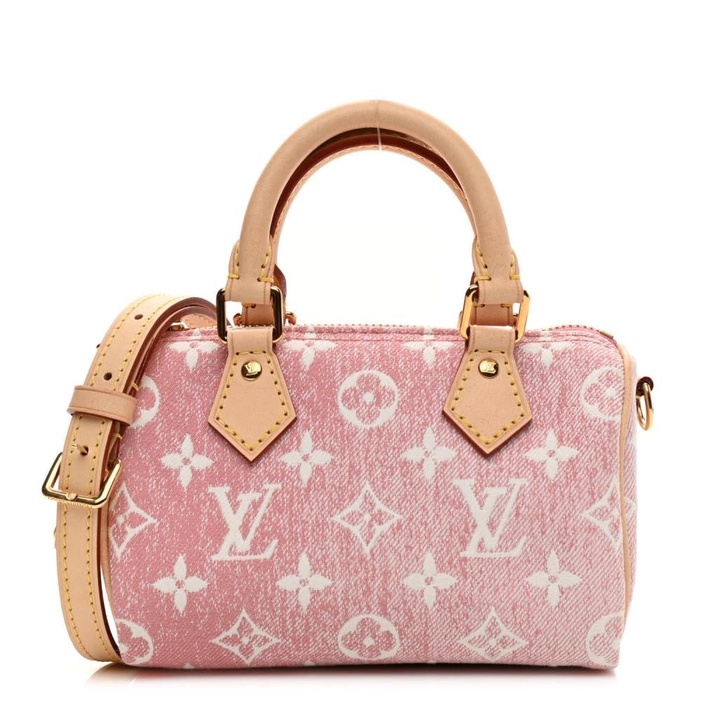 حقيبة يد صغيرة LV من قماش الدنيم المزخرف بنقشة مونوغرام