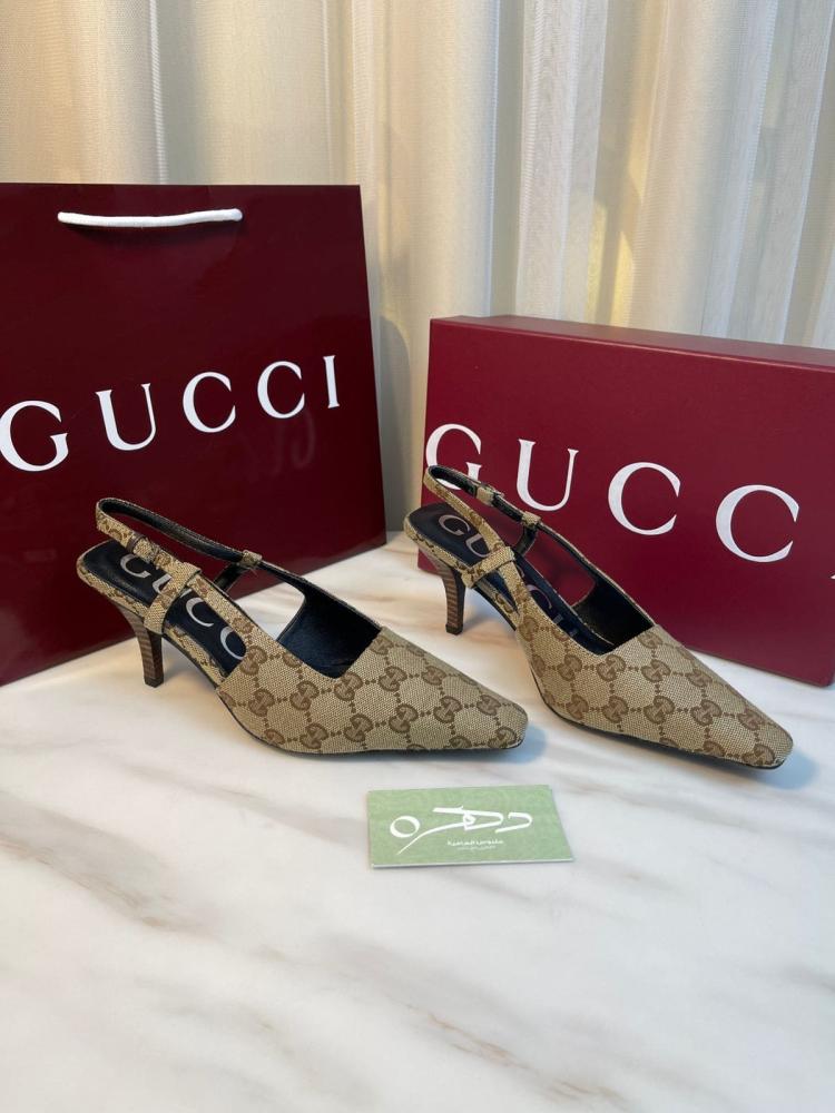 صندل قوتشي جي جي سلينقباك كانفس بكعب 7.5 سم - بيج