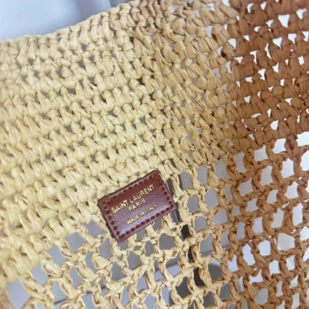 حقيبة توت ماكسي من الرافيا من سان لوران