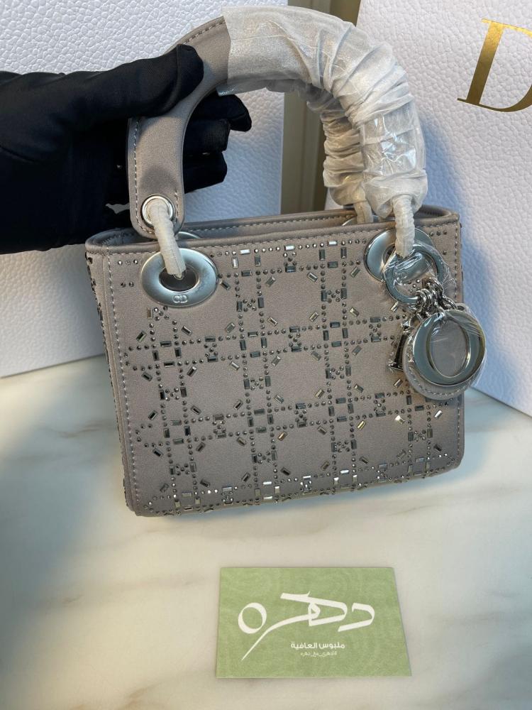 شنطة ديور Mini Lady كرستال - فضي مقاس 17