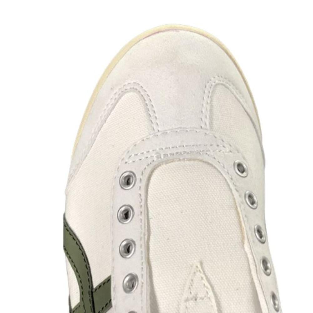 سنيكرز سليب اون مكسيكو 66 أبيض بأشرطة أخضر زيتي وأزرق