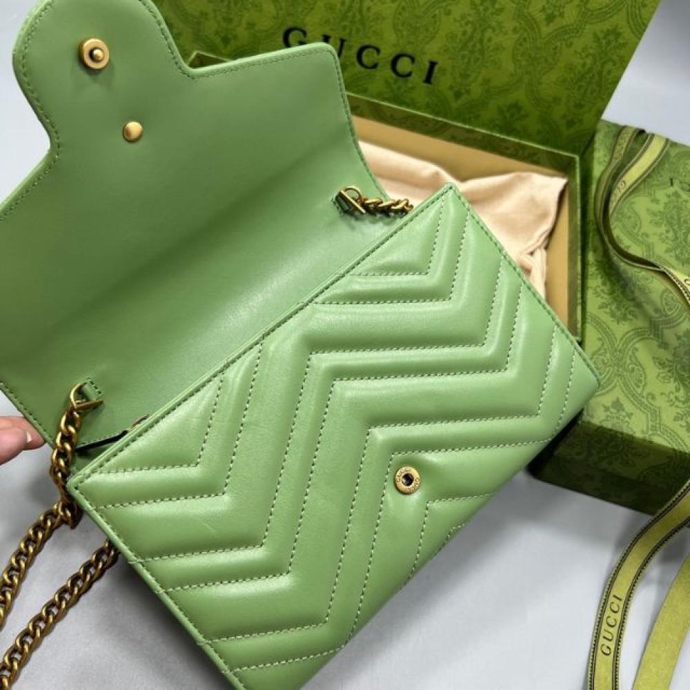 حقيبة كتف مارمونت صغيرة بحرفي شعار ماركة قوتشي - أخضر تفاحي