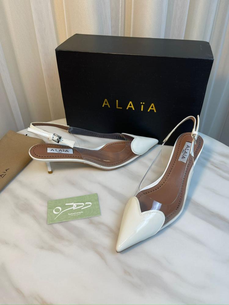 حذاء كعب ذو حزام خلفي من الايا - أبيض