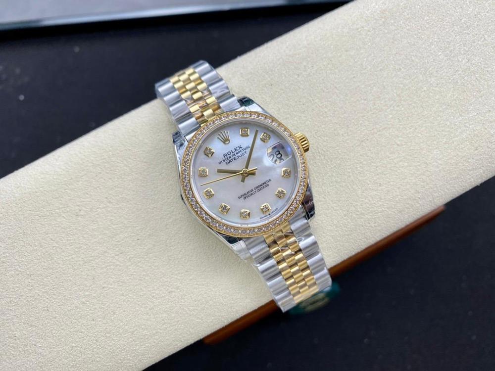 ساعة رولكس 36 مم باطار مرصع بالكريستال