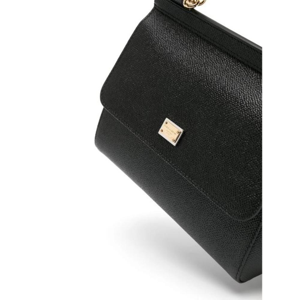 شنطة كتف عملية سيسيلي جلد أسود مقاس 25