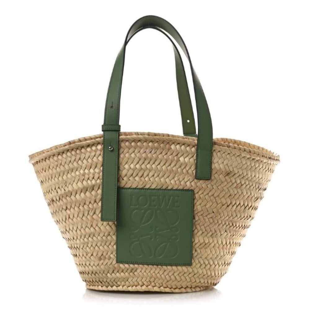 حقيبة توت صغيرة من الرافيا والقش من لويفي - أخضر