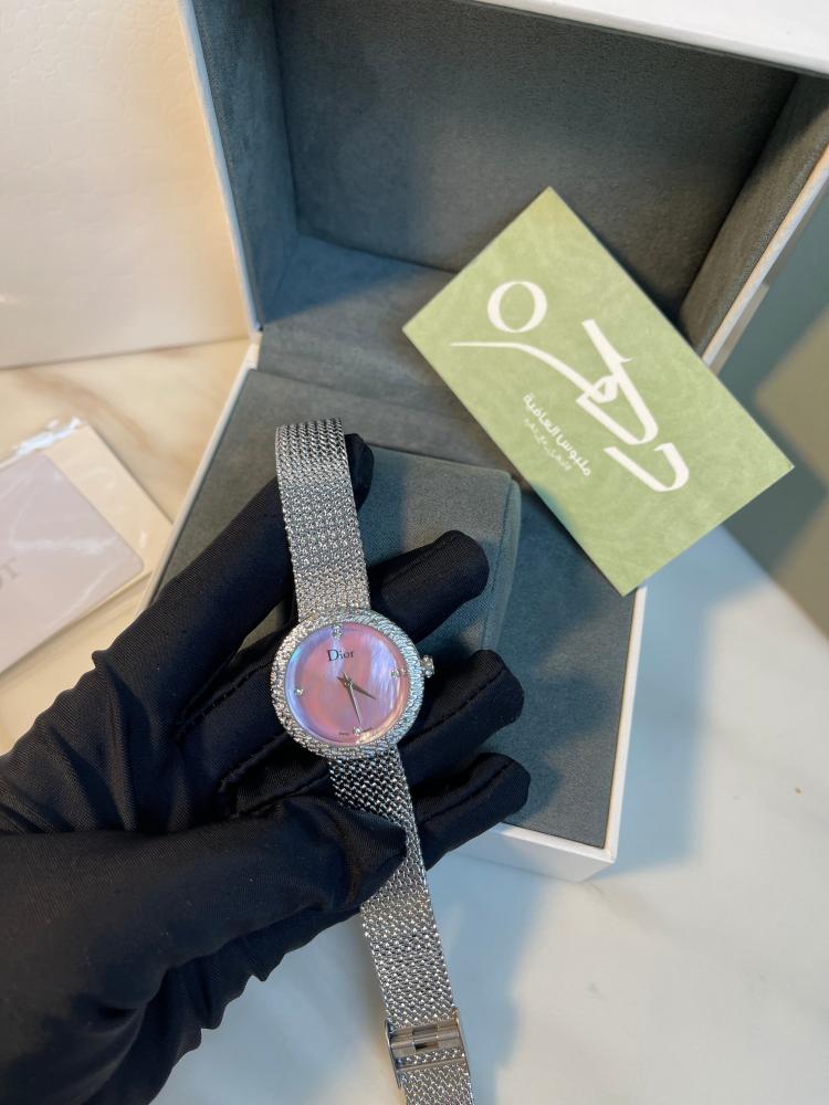 ساعة لا دي ديور ساتين بمينا وردية