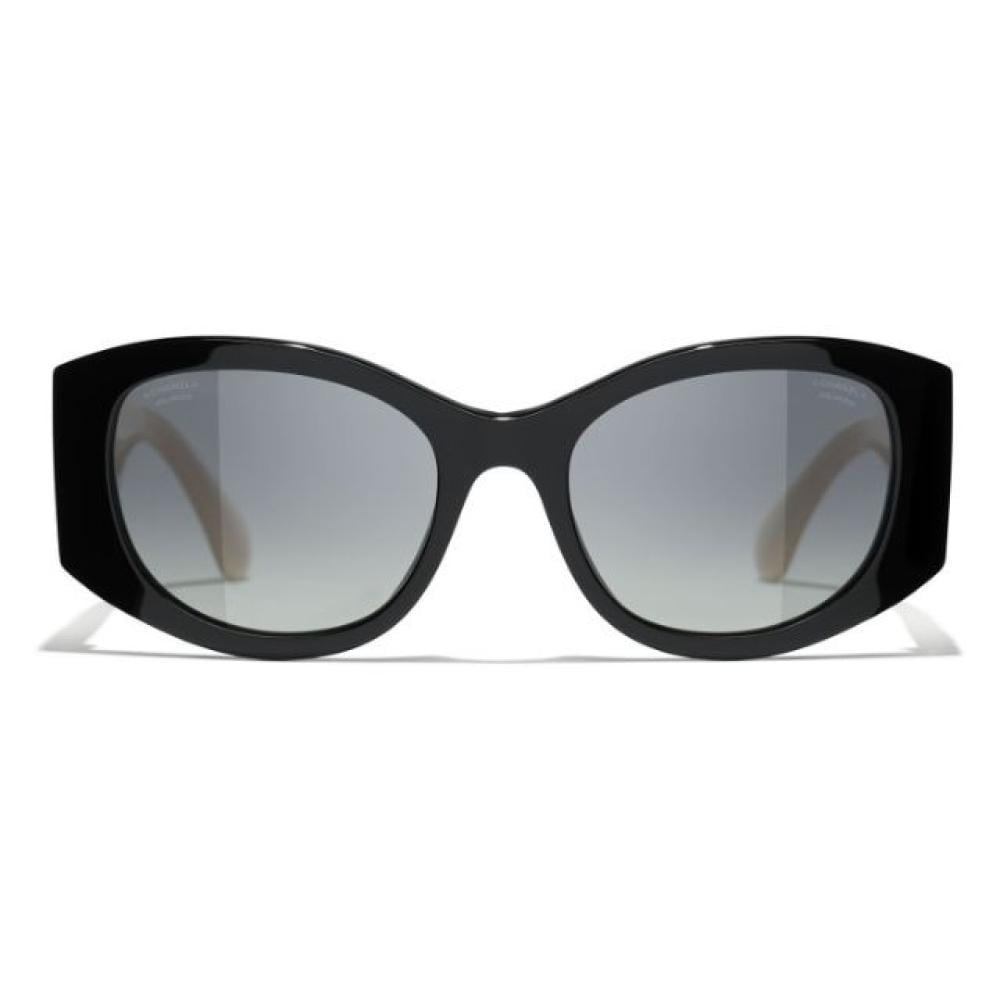 نظارة شمسية بيضاوية CH5524 C534/S8 من شانيل بلون أسود وبني