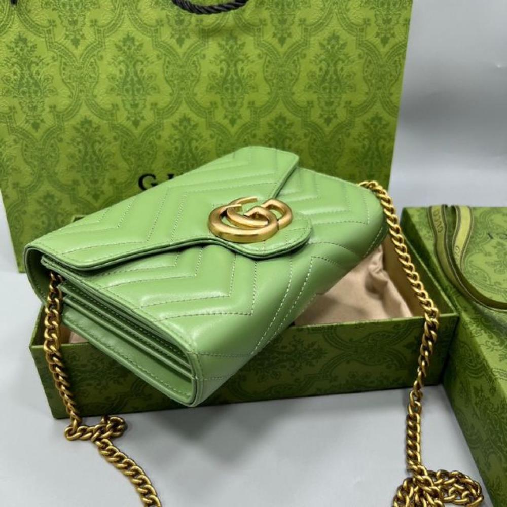 حقيبة كتف مارمونت صغيرة بحرفي شعار ماركة قوتشي - أخضر تفاحي