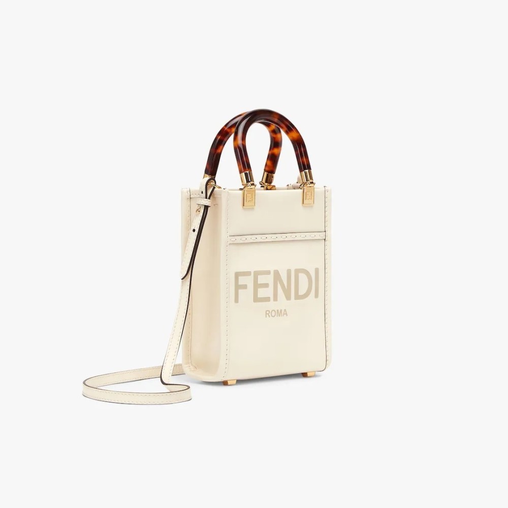 شنطة فندي صن شاين شوبر ميني - أبيض