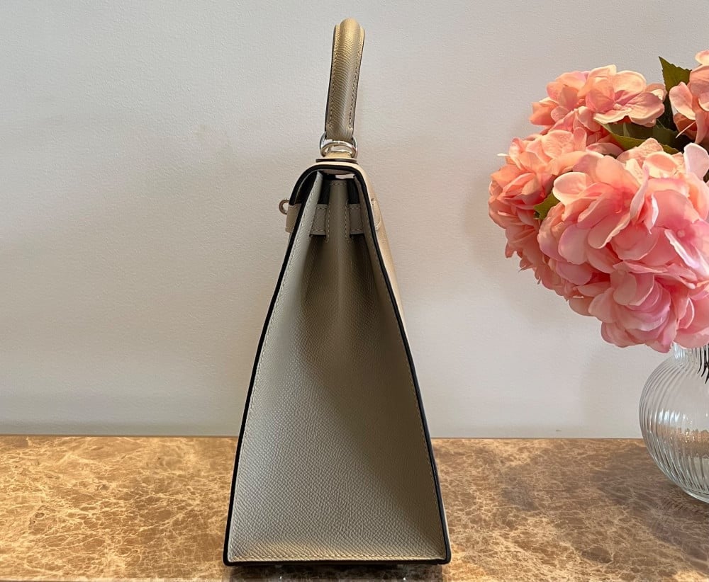 حقيبة ايرميز كيلي 25  - رمادي لؤلؤي