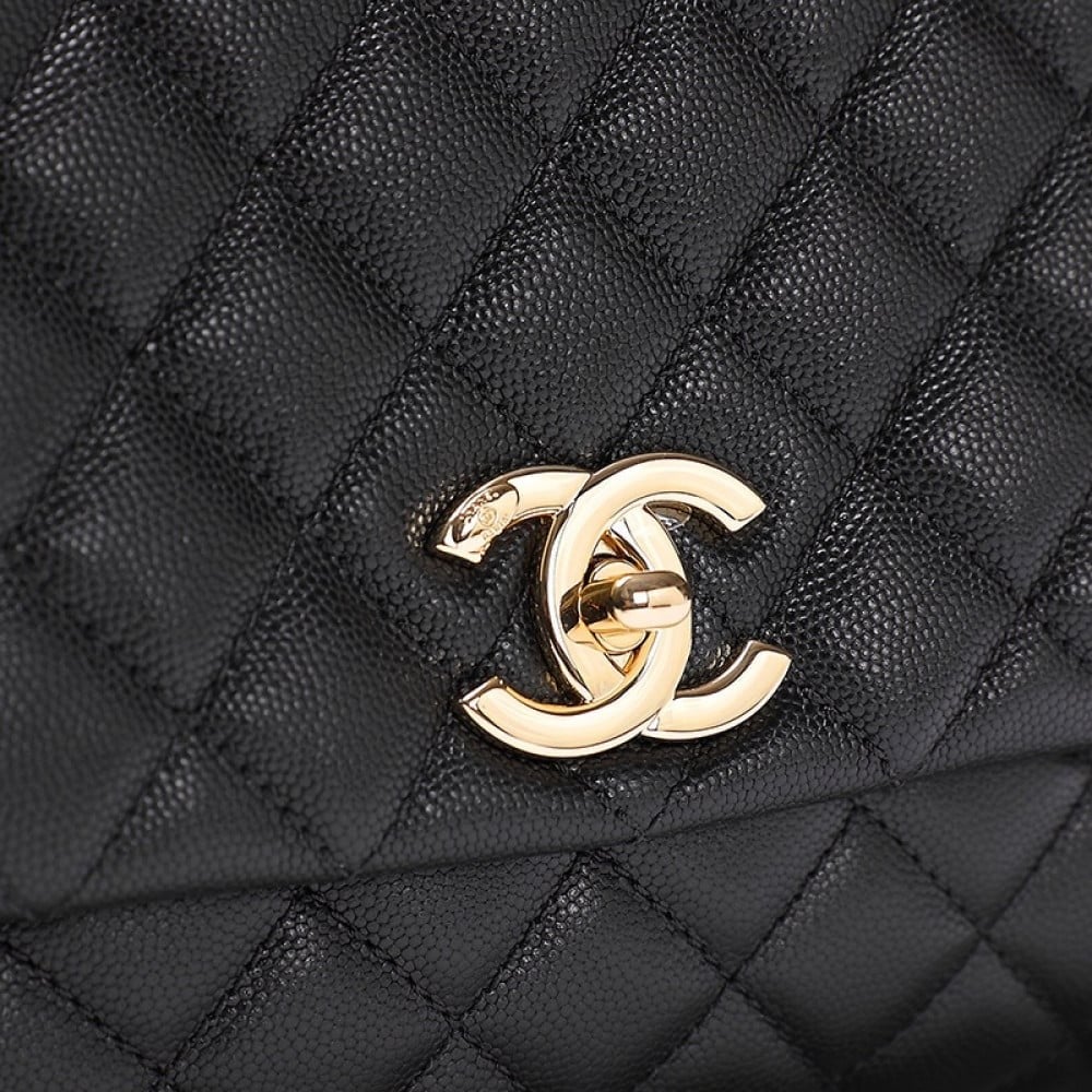 شنطة شانيل كوكو هاندل 29 سم -مقبض  أسود/ عنابي