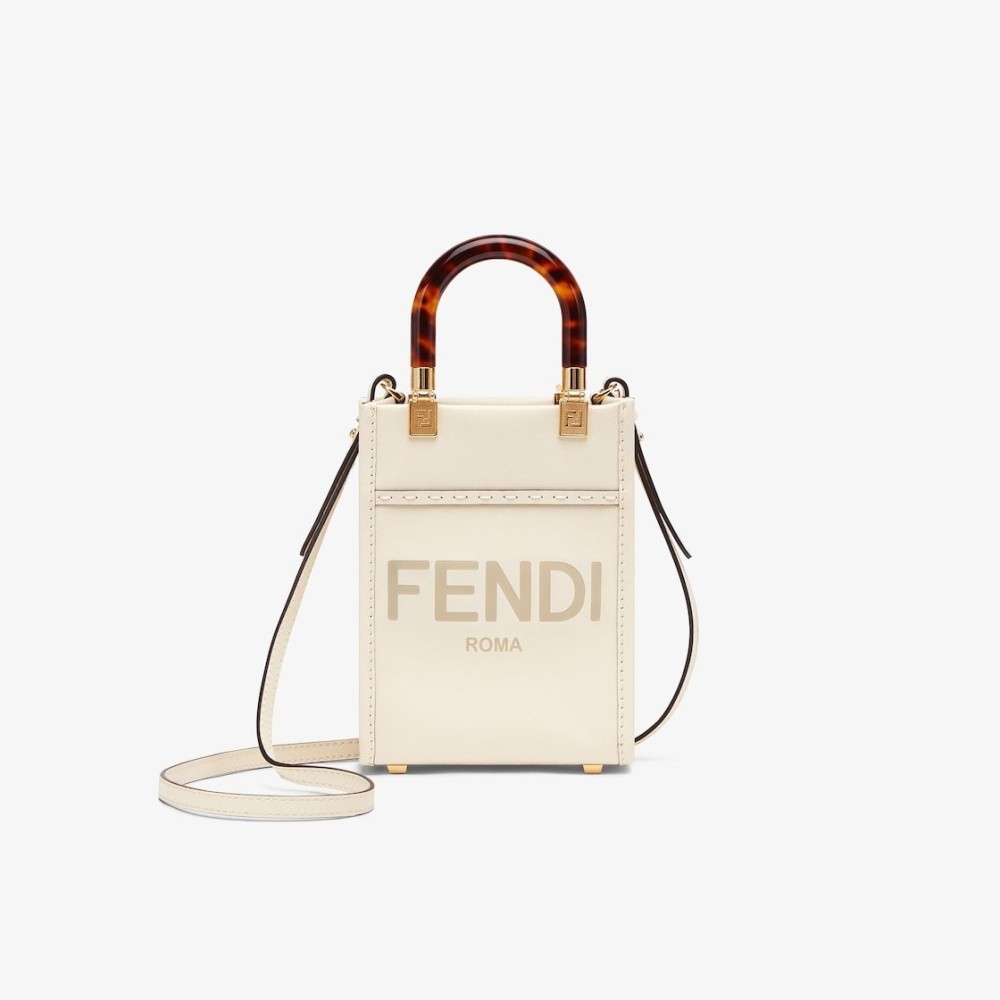 شنطة فندي صن شاين شوبر ميني - أبيض