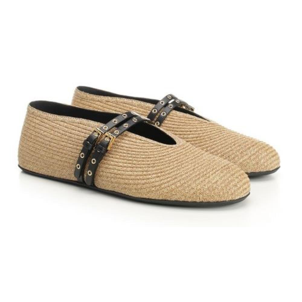 حذاء ألايا Alaia من القش الورقي بحزام جلدي