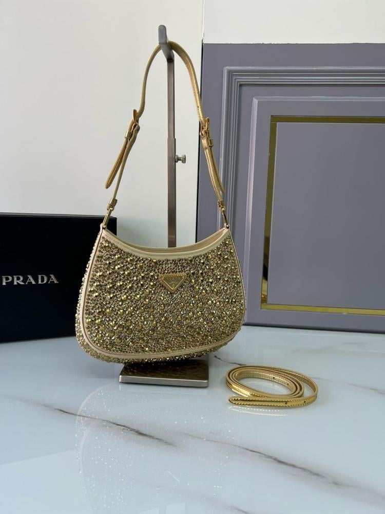 حقيبة برادا المرصعة بالكريستال- مقاس 22