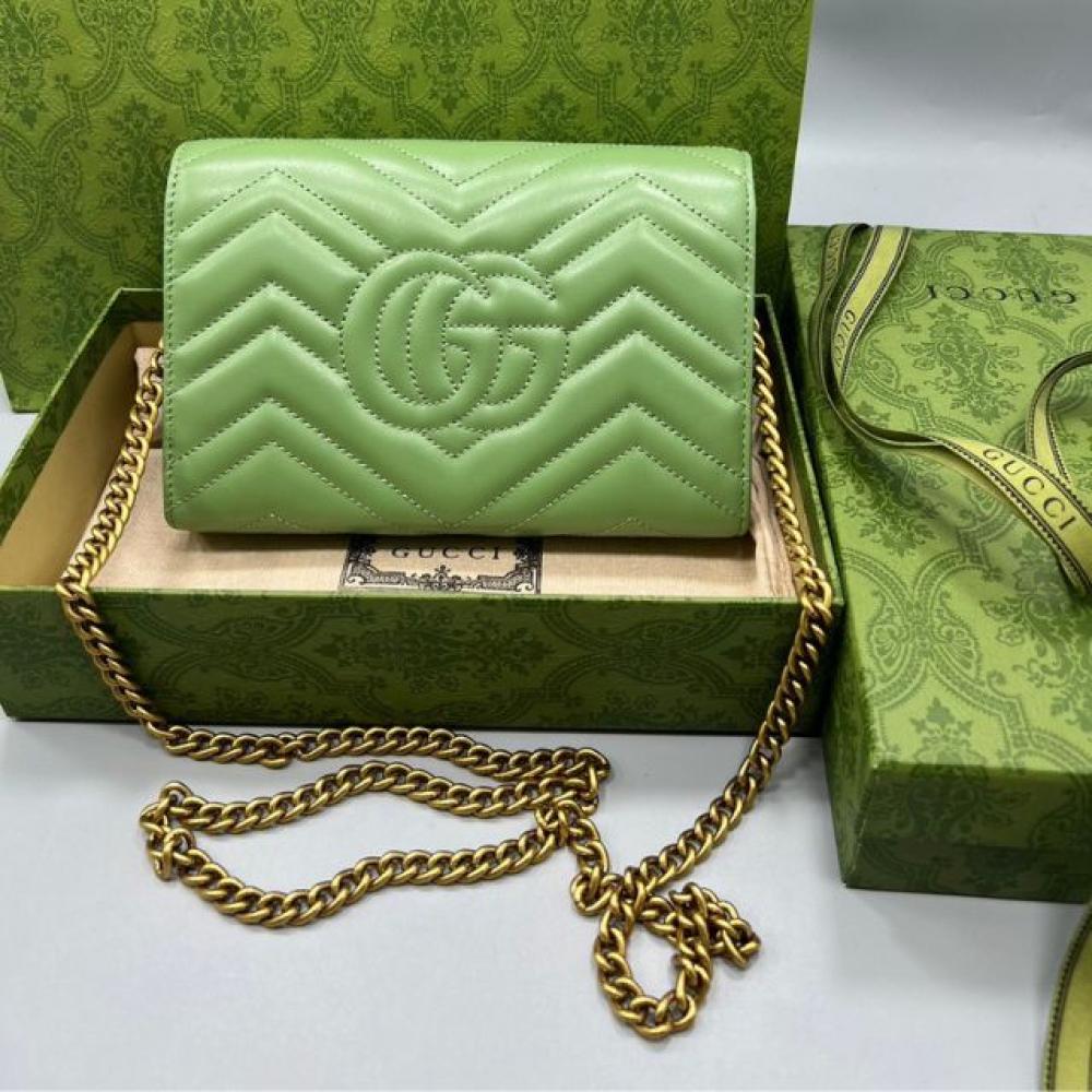 حقيبة كتف مارمونت صغيرة بحرفي شعار ماركة قوتشي - أخضر تفاحي