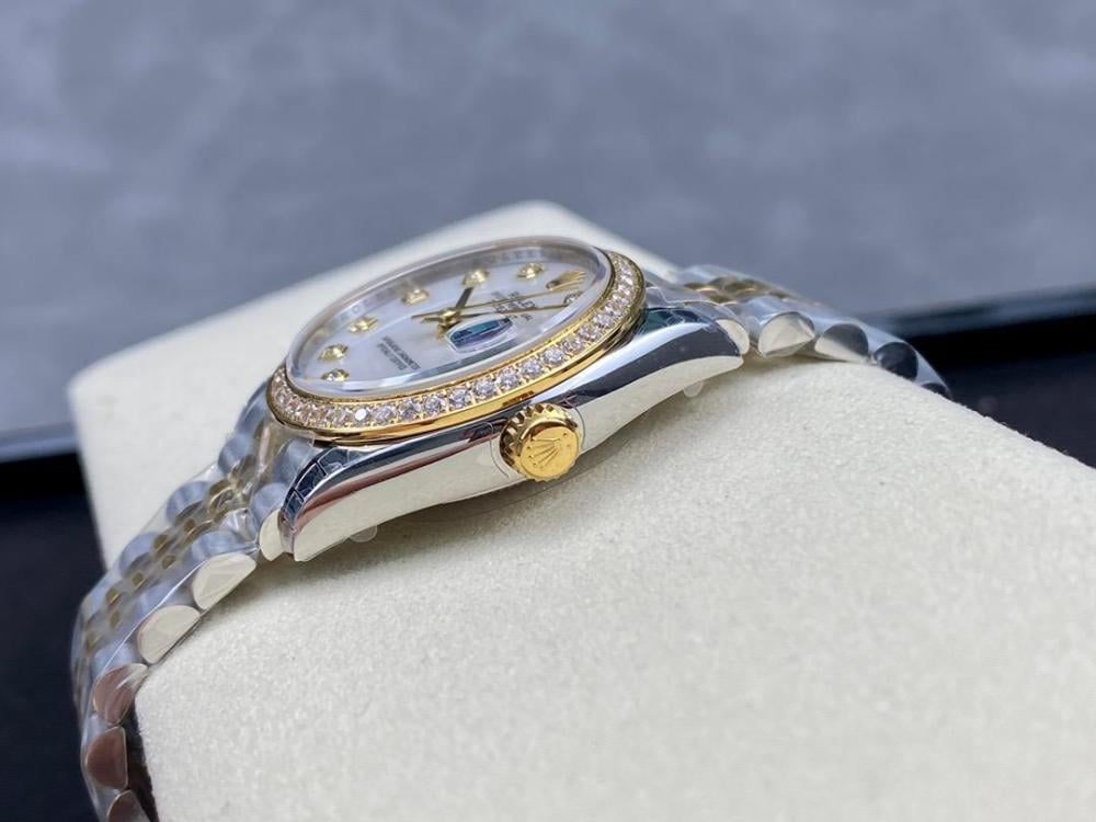 ساعة رولكس 36 مم باطار مرصع بالكريستال