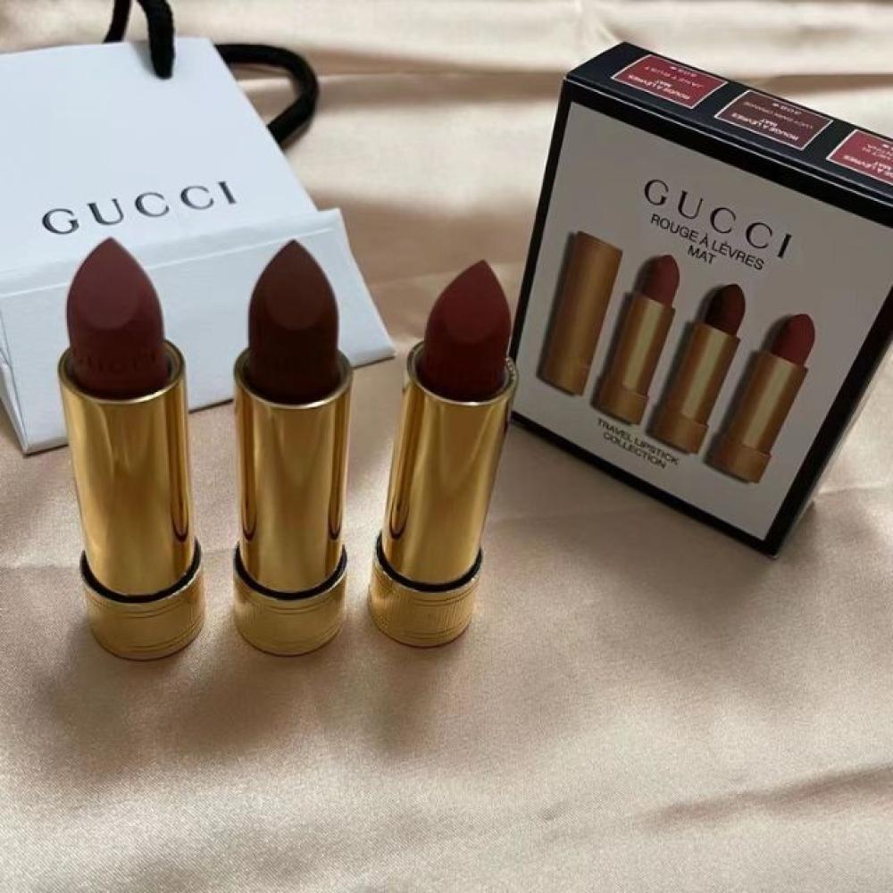 مجموعة أحمر شفاه غير لامع روج اليفيرز Rouge A Levers من قوتشي 3 قطع