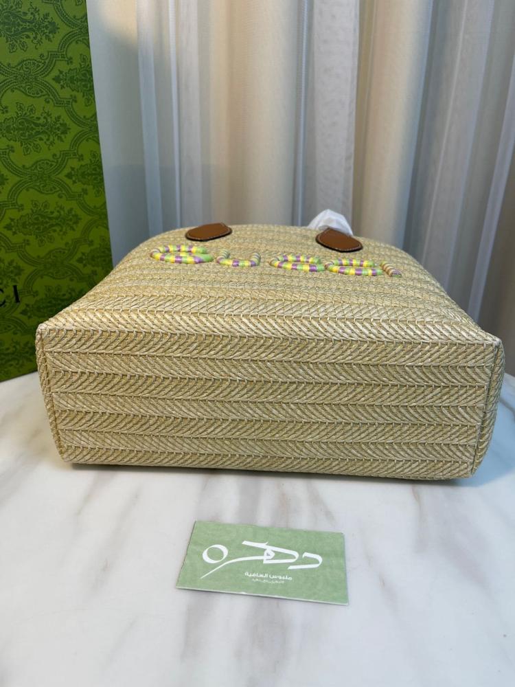 حقيبة يد وكتف ميني من القش من قوتشي