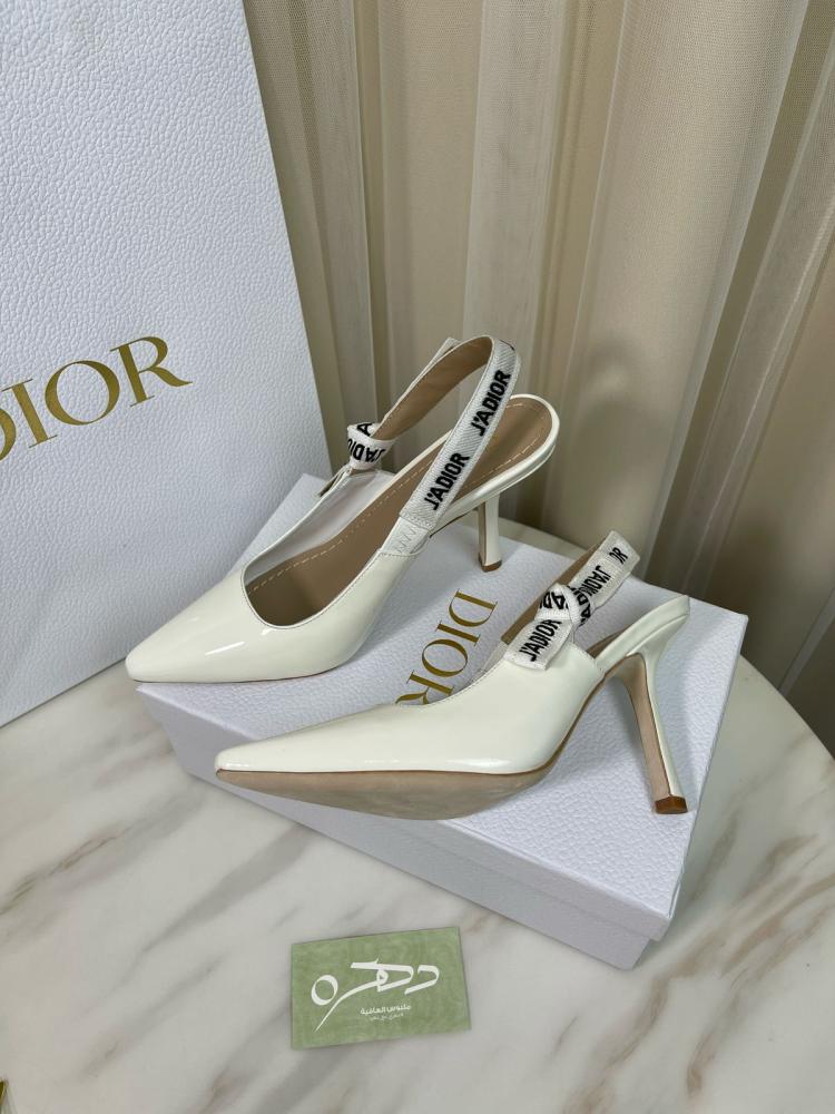 صندل ديور جاديور جلد بكعب عالي 100 مم - أبيض