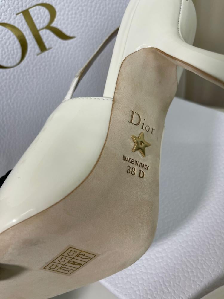 صندل ديور جاديور جلد بكعب عالي 100 مم - أبيض