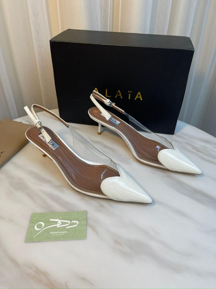 حذاء كعب ذو حزام خلفي من الايا - أبيض