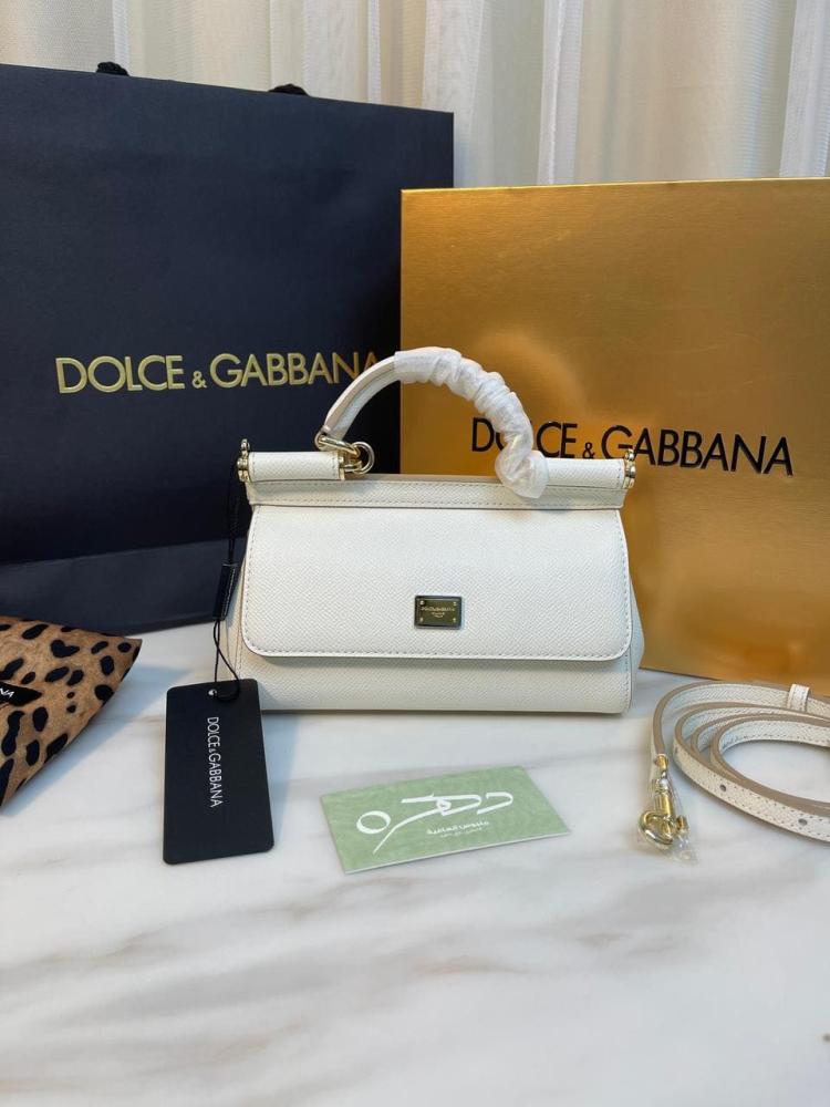 شنطة يد وكتف دولتشي غابانا سيسيلي  ميني- أبيض