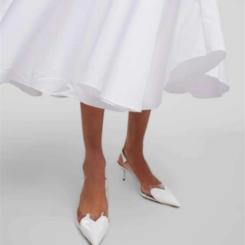 حذاء كعب ذو حزام خلفي من الايا - أبيض