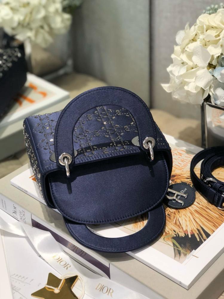 حقيبة يد ديور بوك توت صغيرة - كحلي مقاس 17