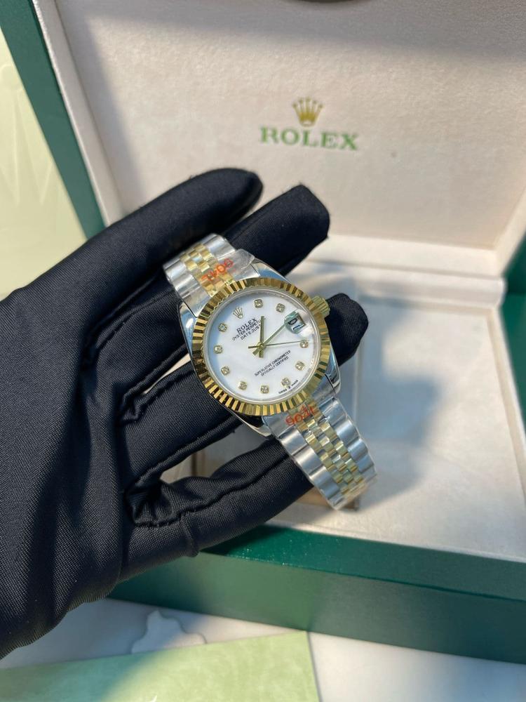 ساعة رولكس ديتجست فاكتوري بسوار فضي وذهبي  - 30 ملم