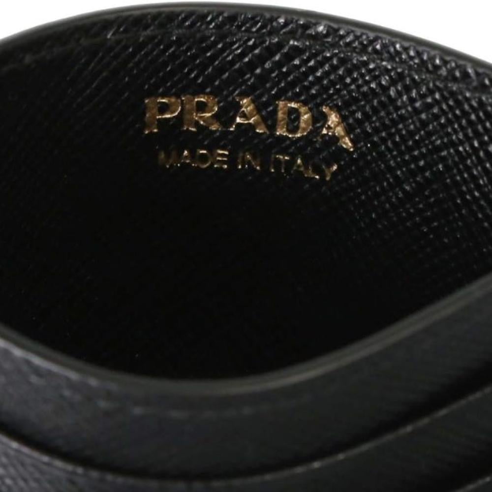 محفظة بطاقات سافيانو ميتال من برادا - أسود