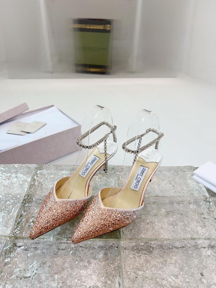 حذاء سايدا 100 بكعب عالٍ من الساتان والكريستال من جيمي تشو