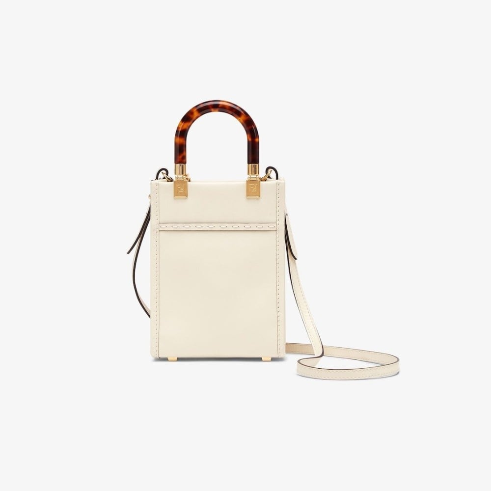 شنطة فندي صن شاين شوبر ميني - أبيض