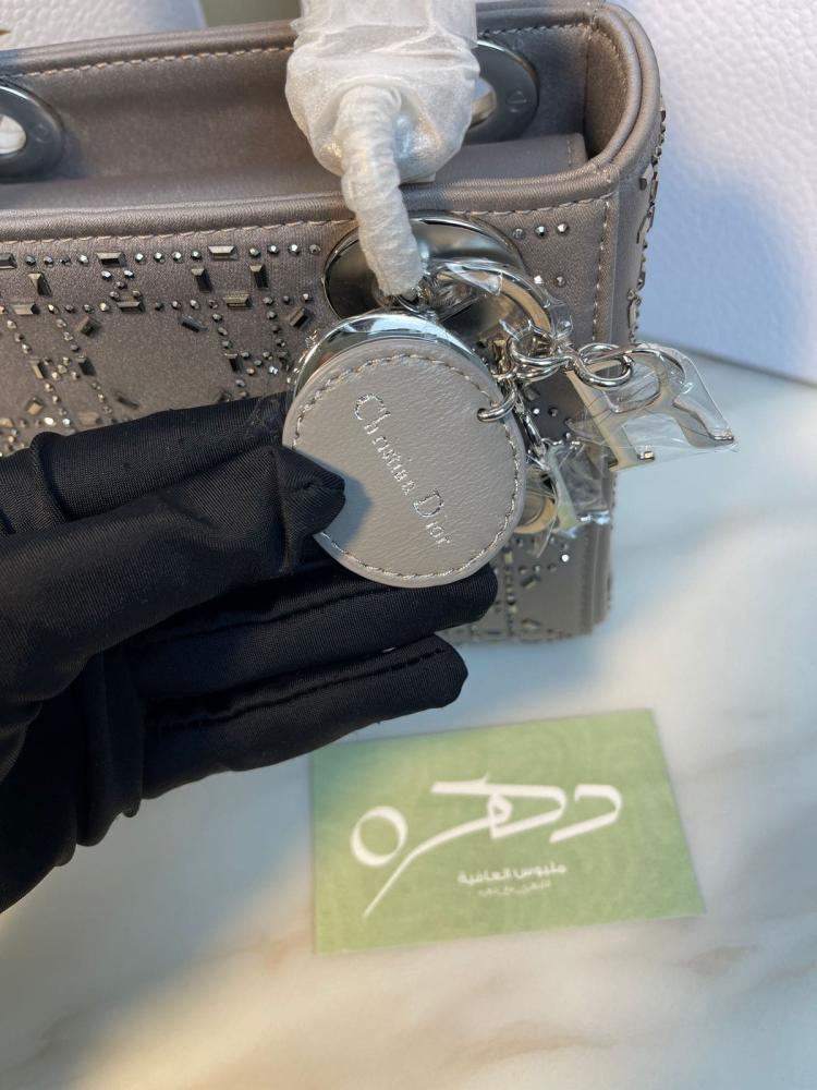 شنطة ديور Mini Lady كرستال - فضي مقاس 17